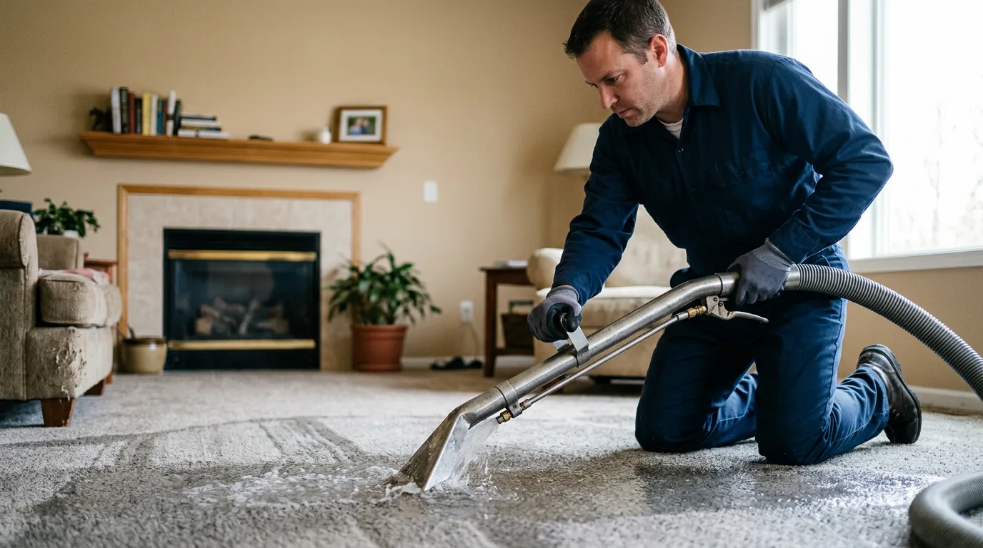 Water damage restoration technician working near Budd Lake, NJ